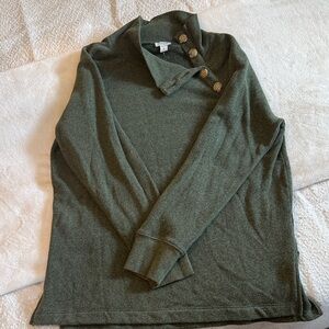 J. Crew Green Button-Up Sweatshirt
